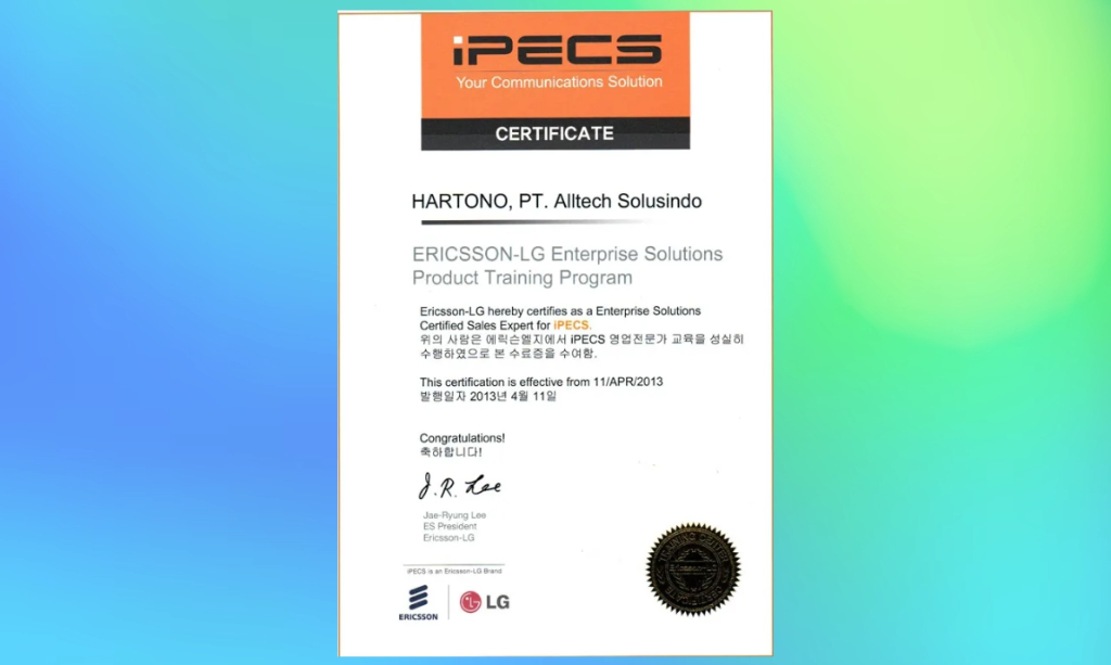 Ericsson-LG Product Training Certificate